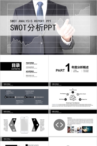 黑色大气SWOT分析PPT模板