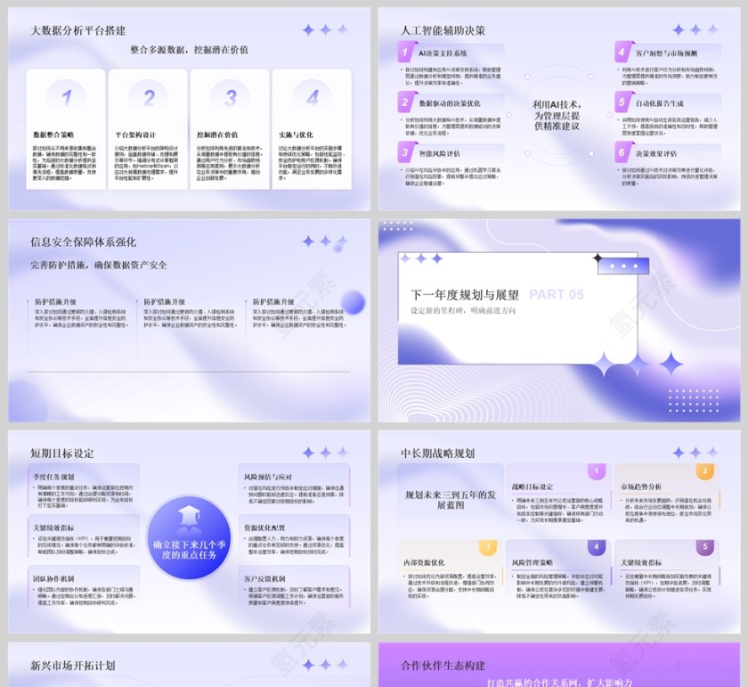 简约蓝紫色运营部年终工作总结PPT模板第5张