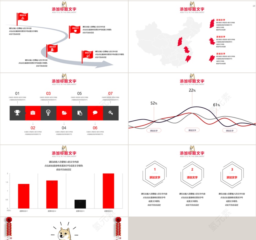 红色年终总结暨工作计划PPT模板第4张