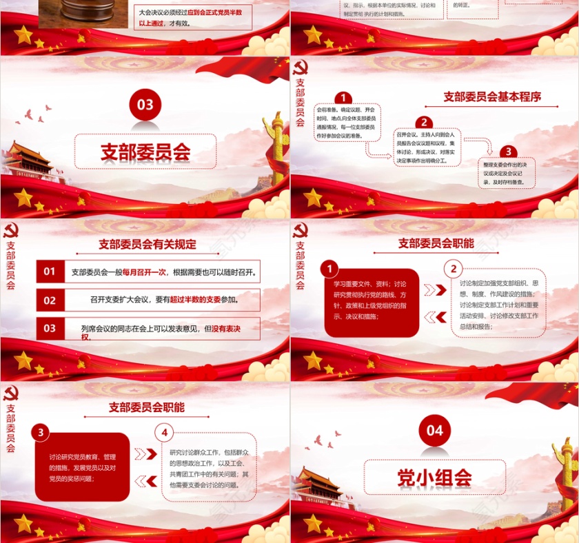 坚持三会一课制度党政教育微党课PPT模板第3张