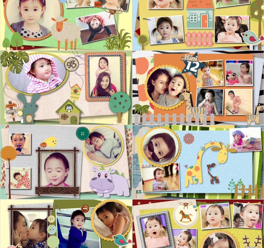 卡通可爱儿童成长相册PPT模板第2张