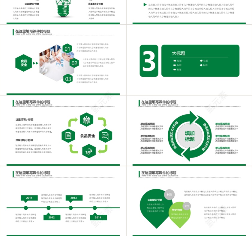 简约多图表绿色食品健康PPT模板第3张