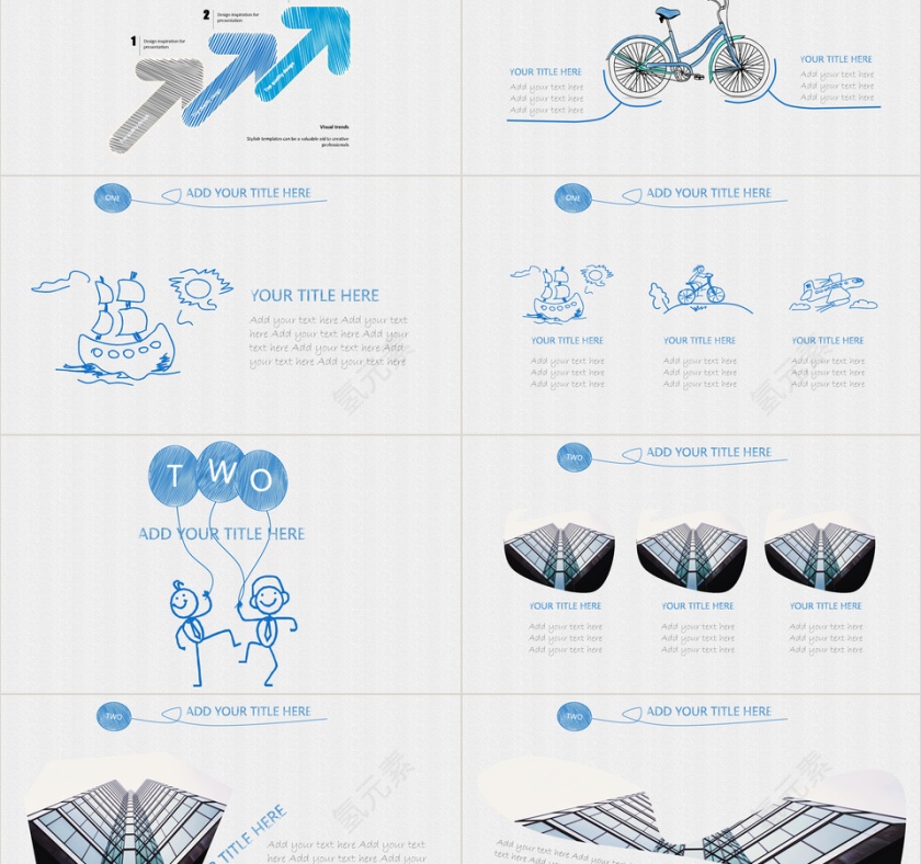 蓝色手绘卡通工作总结述职汇报PPT模板第2张