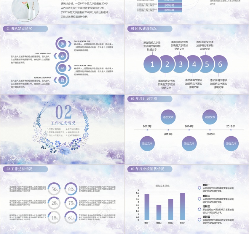 蓝色水彩唯美大气工作总结汇报计划PPT模板第3张