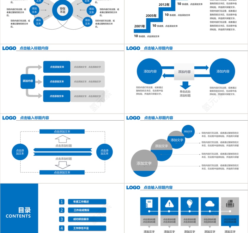 蓝色商务风工作总结汇报PPT模板第5张
