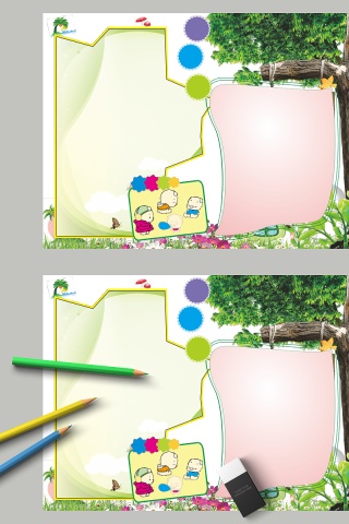 卡通森林小报中小学生手抄小报模板